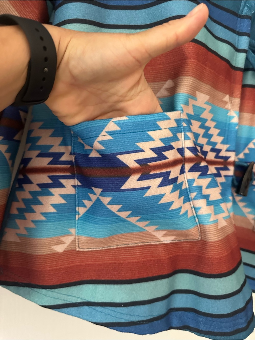 Turquoise Aztec Pattern Toggle Jacket - Picture 4 of 13